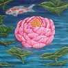 Lotus flower and Koi: Oil on deep edge canvas 30cmx30cmx4cm